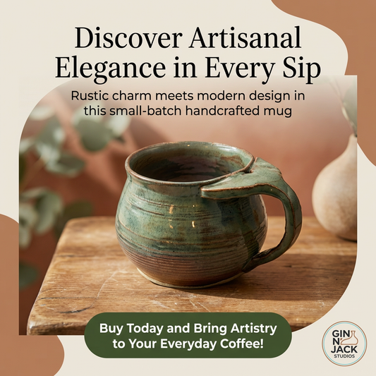 Handmade Stoneware Whale Tail Mug in Deep Ocean Glaze by Gin