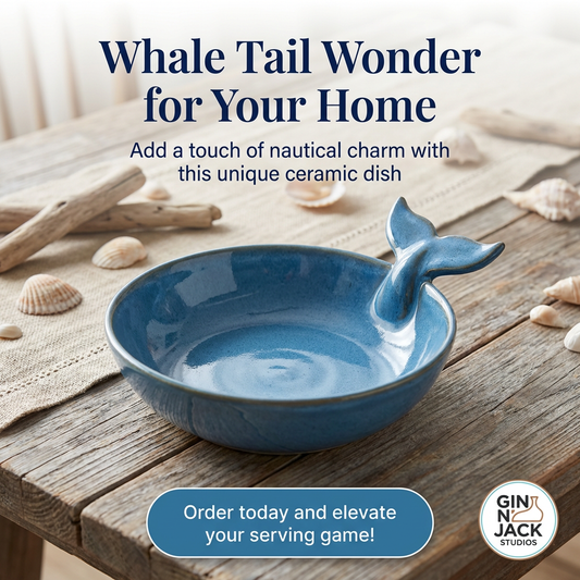 Handmade Whale Tail Ceramic Bowl – Ocean Blue Stoneware by Gin