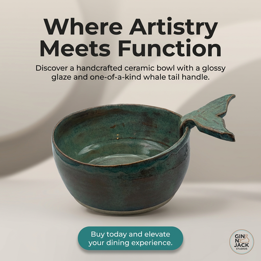 Handmade Whale Tail Ceramic Bowl – Ocean-Inspired Stoneware by Gin