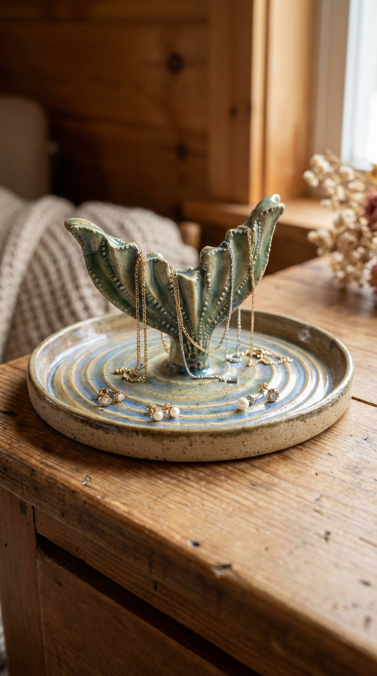 A Whale Tail Ocean Ripple Ceramic Jewelry Dish by Gin