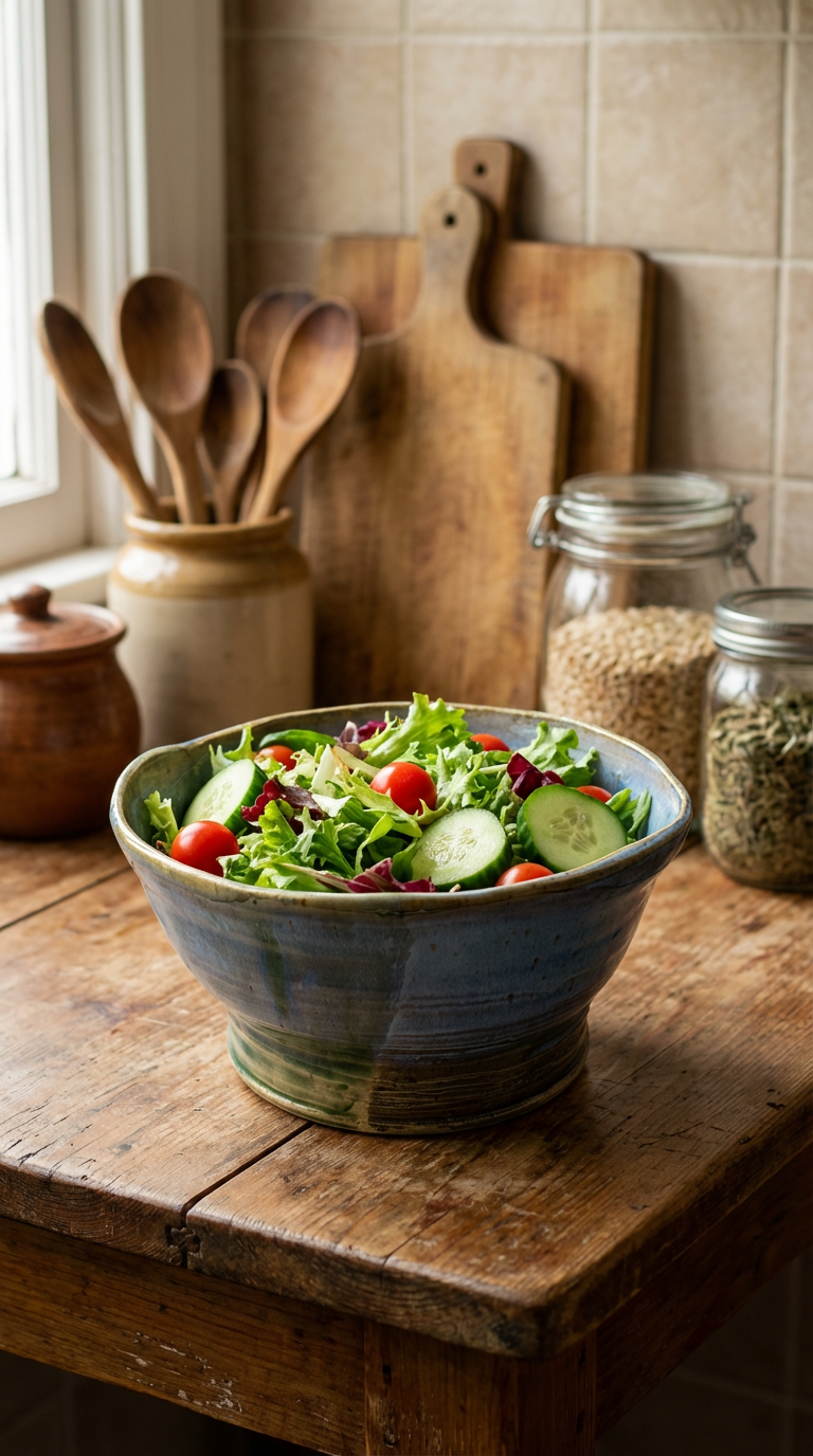 Handcrafted Rustic Blue-Green Stoneware Serving Bowl by Gin