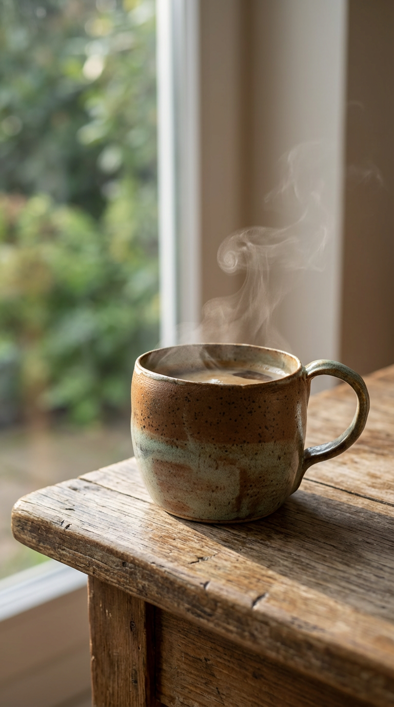 Handmade Speckled Stoneware Mug – Earthy Brown & Celadon Green Glaze by Gin