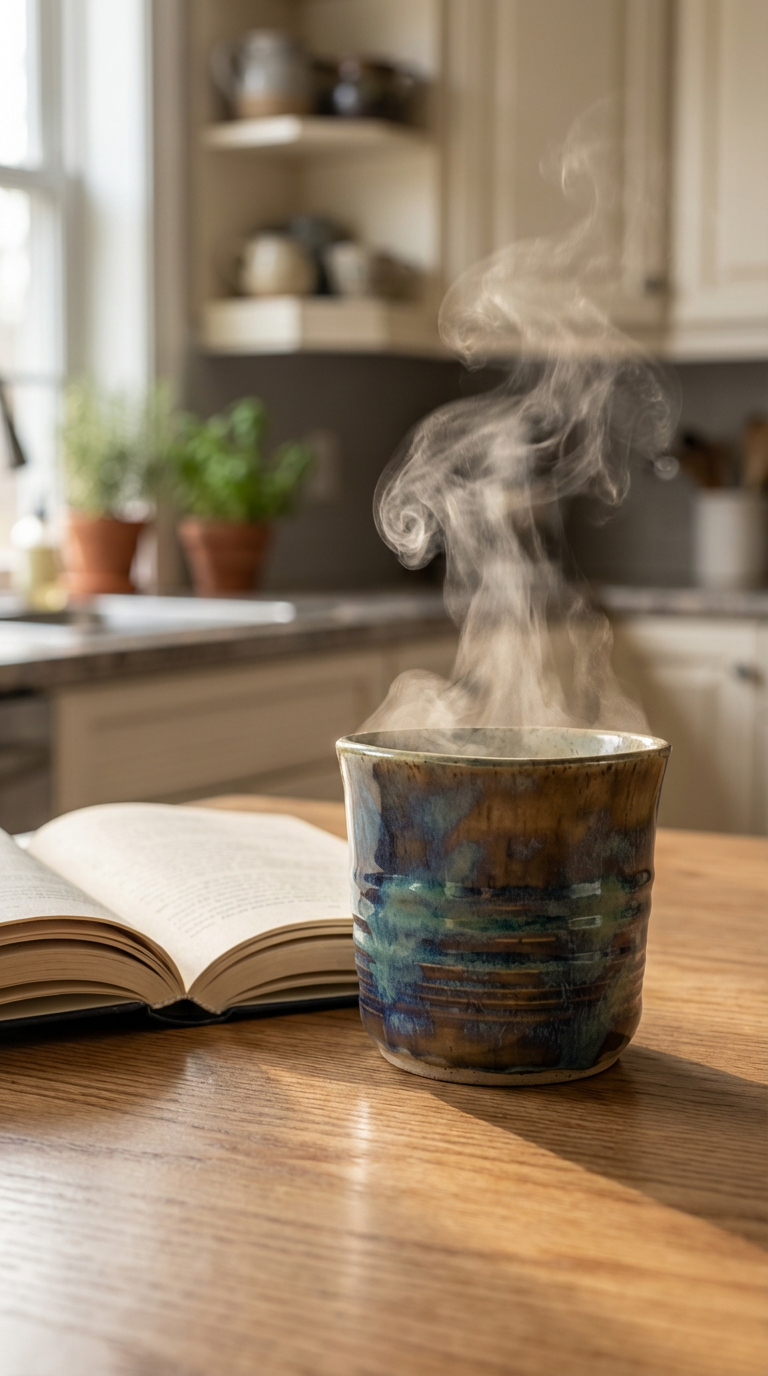 Handcrafted 10 oz Ceramic Tumbler in Earthy Blues and Greens by Gin