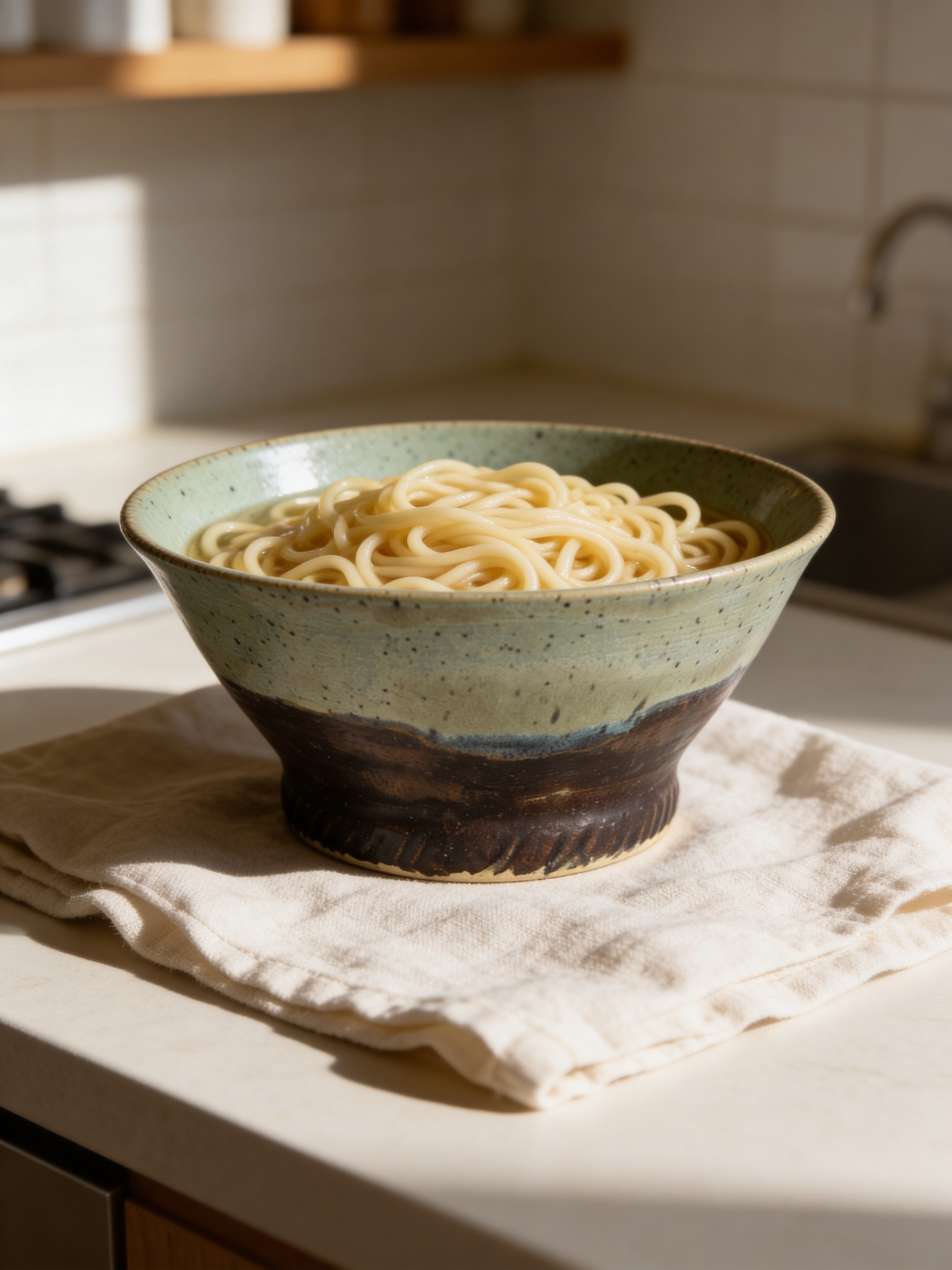 Handmade Speckled Celadon Ramen Bowl by Gin