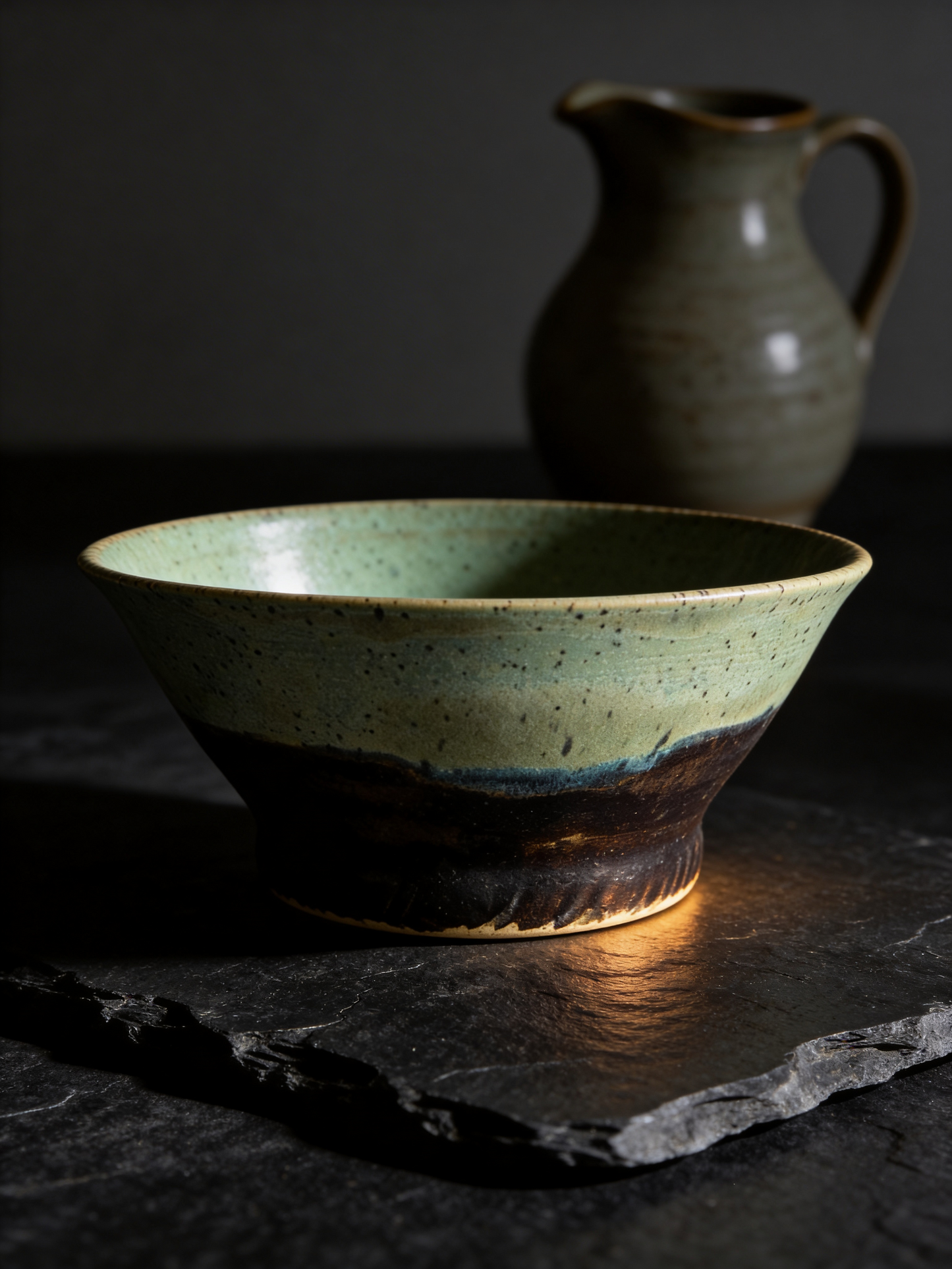 Handmade Speckled Celadon Ramen Bowl by Gin